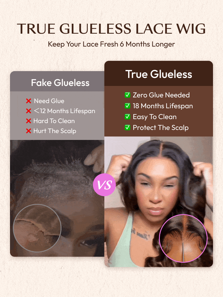 UBetter 7x5 Brown Balayage Highlights Body Wave Glueless Non-slip Pre-Everything Ready-to-Wear with Curtain Bangs Wig with Invisi Drawstring