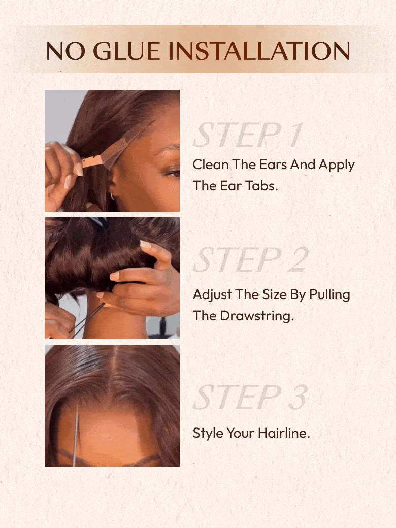 UBetter 13x4 & 7x5 Pre-cut Lace Glueless Non-slip Auburn/Red Brown Loose Wave Wig with Adjustable Drawstring 150% Density Pre-Everything Ready-to-Wear
