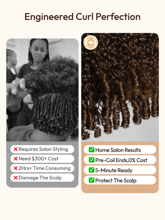 UBetter 7x5 Non-slip Glueless Lace With Invisi Drawstring Black to Chestnut Brown Ombre Burmese Curly With Finger Coil Ends Wig Pre-Everything Ready-to-Wear