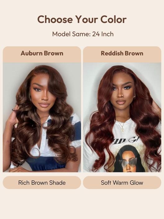 UBetter 13x4 & 7x5 Pre-cut Lace Glueless Non-slip Auburn/Red Brown Loose Wave  Wig with Adjustable Drawstring 150% Density Pre-Everything Ready-to-Wear