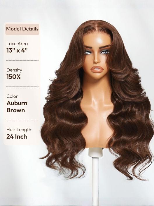 UBetter 13x4 & 7x5 Pre-cut Lace Glueless Non-slip Auburn/Red Brown Loose Wave  Wig with Adjustable Drawstring 150% Density Pre-Everything Ready-to-Wear