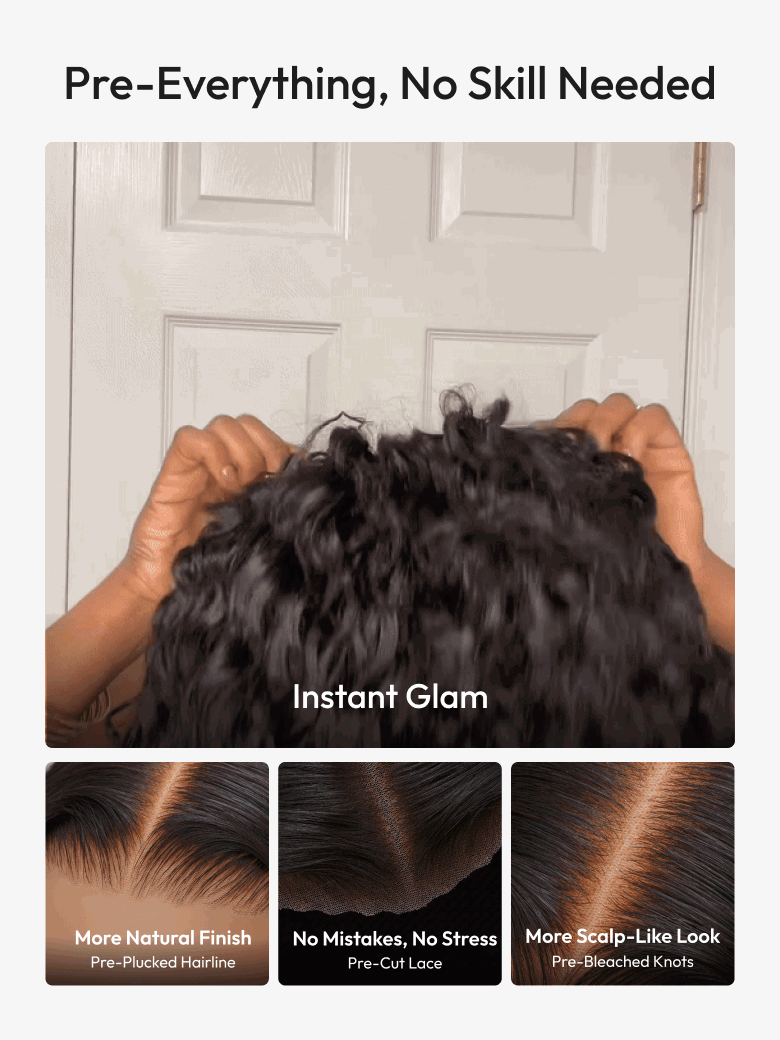 UBetter 7x5 Glueless Non-slip Water Wave with Drawstring Pre-Everything Ready-to-Wear With Baby Hair Wig