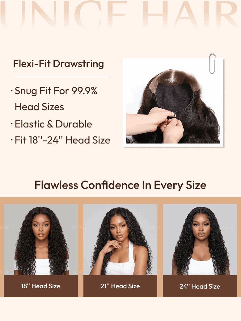 UBetter 7x5 Glueless Non-slip Water Wave with Drawstring Pre-Everything Ready-to-Wear With Baby Hair Wig