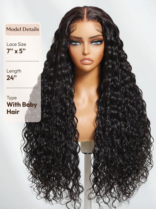 UBetter 7x5 Glueless Non-slip Water Wave with Drawstring Pre-Everything Ready-to-Wear With Baby Hair Wig