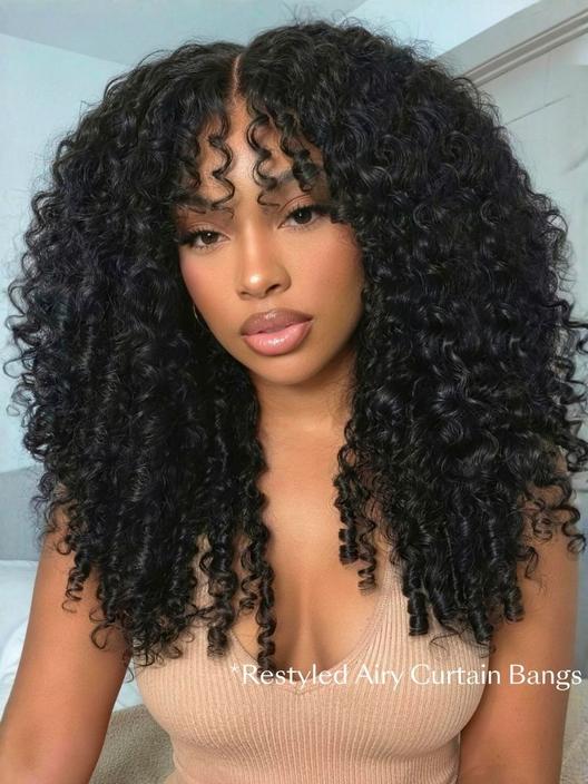 UBetter 7x5 & 13x4 Glueless Non-slip Curly Texture Premium Hair Drawstring Wig With Finger Coil Ends 150% Density Pre-Everything Ready-to-Wear