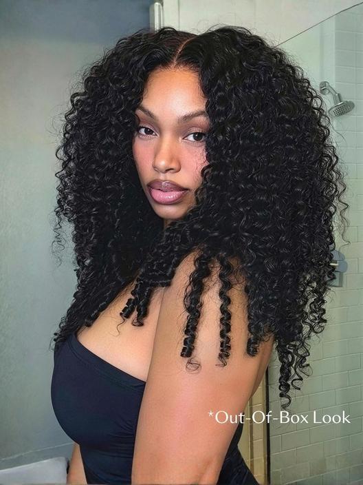 UBetter 7x5 & 13x4 Glueless Non-slip Curly Texture Premium Hair Drawstring Wig With Finger Coil Ends 150% Density Pre-Everything Ready-to-Wear