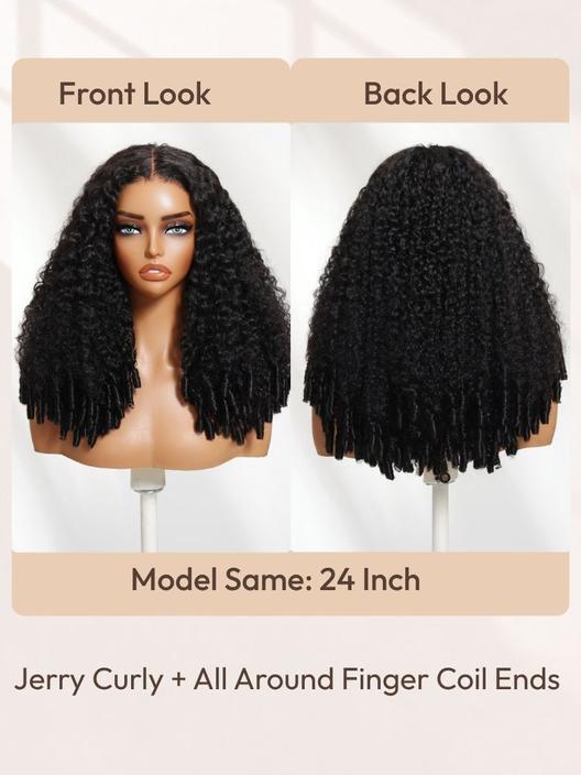 UBetter 7x5 & 13x4 Glueless Non-slip Curly Texture Premium Hair Drawstring Wig With Finger Coil Ends 150% Density Pre-Everything Ready-to-Wear