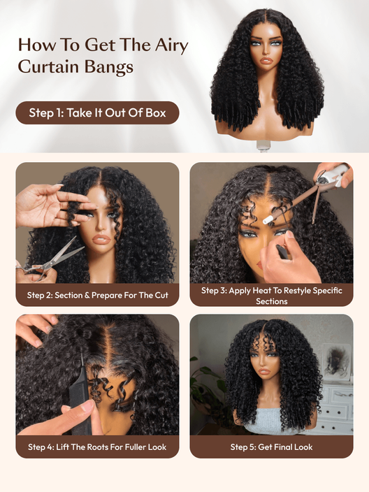 UBetter 7x5 & 13x4 Glueless Non-slip Curly Texture Premium Hair Drawstring Wig With Finger Coil Ends 150% Density Pre-Everything Ready-to-Wear