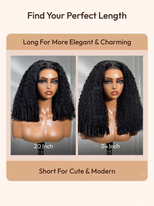 UBetter 7x5 & 13x4 Glueless Non-slip Curly Texture Premium Hair Drawstring Wig With Finger Coil Ends 150% Density Pre-Everything Ready-to-Wear