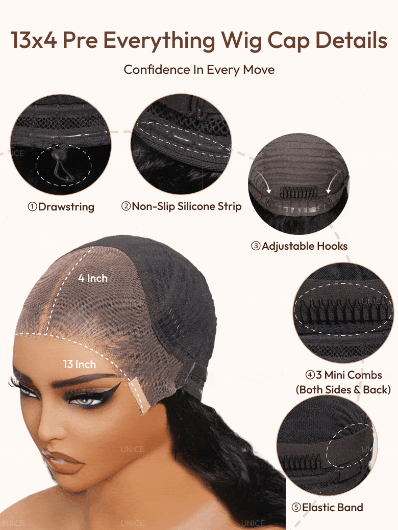 UBetter 7x5 & 13x4 Glueless Non-slip Curly Texture Premium Hair Drawstring Wig With Finger Coil Ends 150% Density Pre-Everything Ready-to-Wear