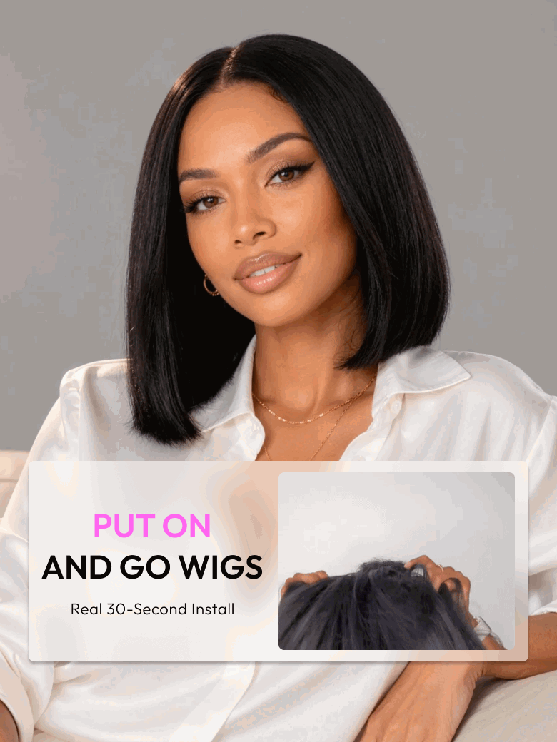 UBetter 7x5 Glueless Non-slip Lace Bleached Knots Pre Layered Bob With Drawstring Wig  Pre-Everything Ready-to-Wear