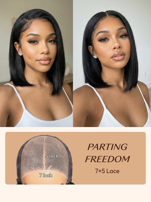 UBetter 7x5 Glueless Non-slip Lace Bleached Knots Pre Layered Bob With Drawstring Wig  Pre-Everything Ready-to-Wear