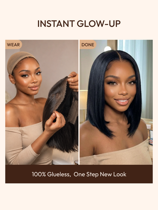 UBetter 7x5 Glueless Non-slip Lace Bleached Knots Pre Layered Bob With Drawstring Wig  Pre-Everything Ready-to-Wear
