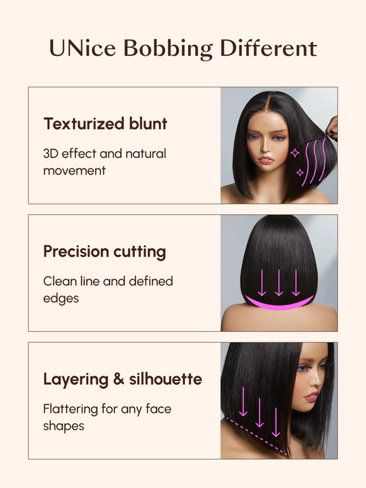 UBetter 7x5 Glueless Non-slip Lace Bleached Knots Pre Layered Bob With Drawstring Wig  Pre-Everything Ready-to-Wear