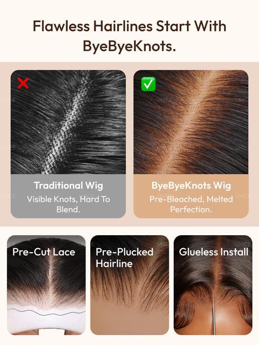UBetter 7x5 Glueless Non-slip Lace Bleached Knots Pre Layered Bob With Drawstring Wig  Pre-Everything Ready-to-Wear