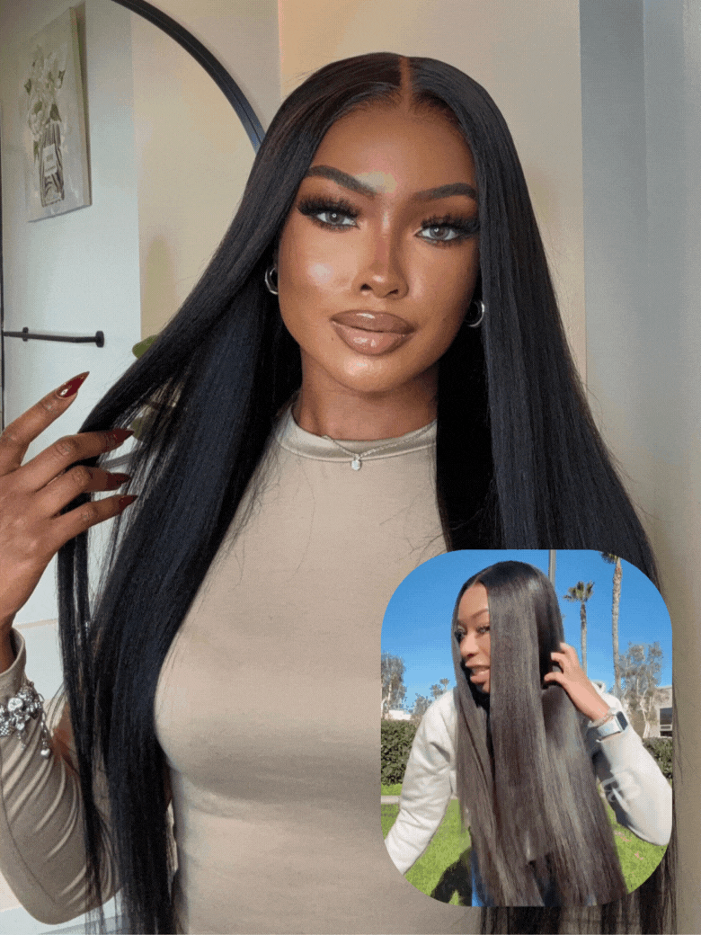 UBetter 7x5 Glueless Non-slip Yaki Straight Black Glueless Wig With Invisible Drawstring Pre-Everything Ready-to-Wear