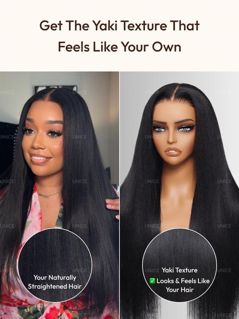 UBetter 7x5 Glueless Non-slip Yaki Straight Black Glueless Wig With Invisible Drawstring Pre-Everything Ready-to-Wear