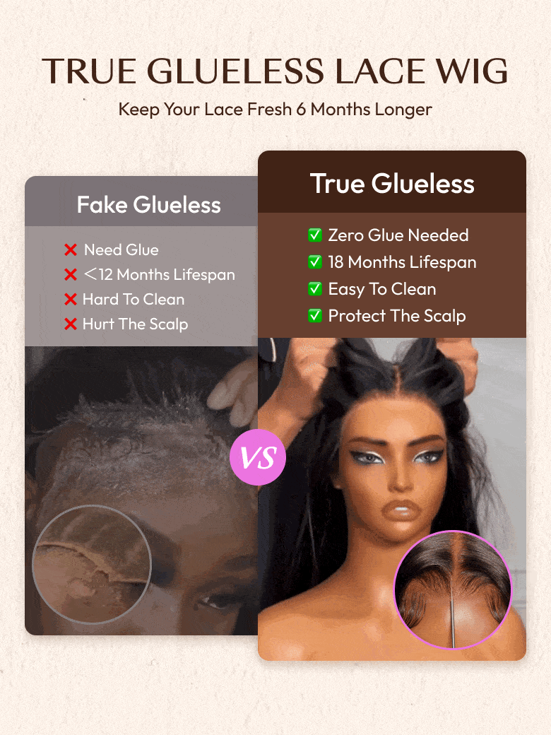 UBetter 7x5 Glueless Non-slip Yaki Straight Black Glueless Wig With Invisible Drawstring Pre-Everything Ready-to-Wear