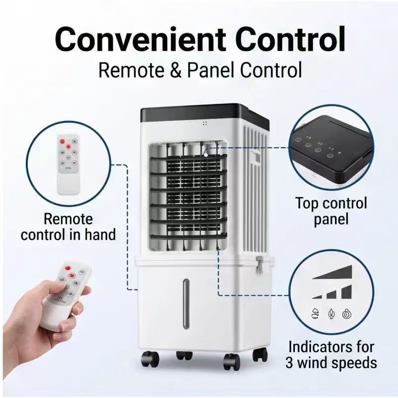 Portable Air Cooler with 15L Tank & Remote Control