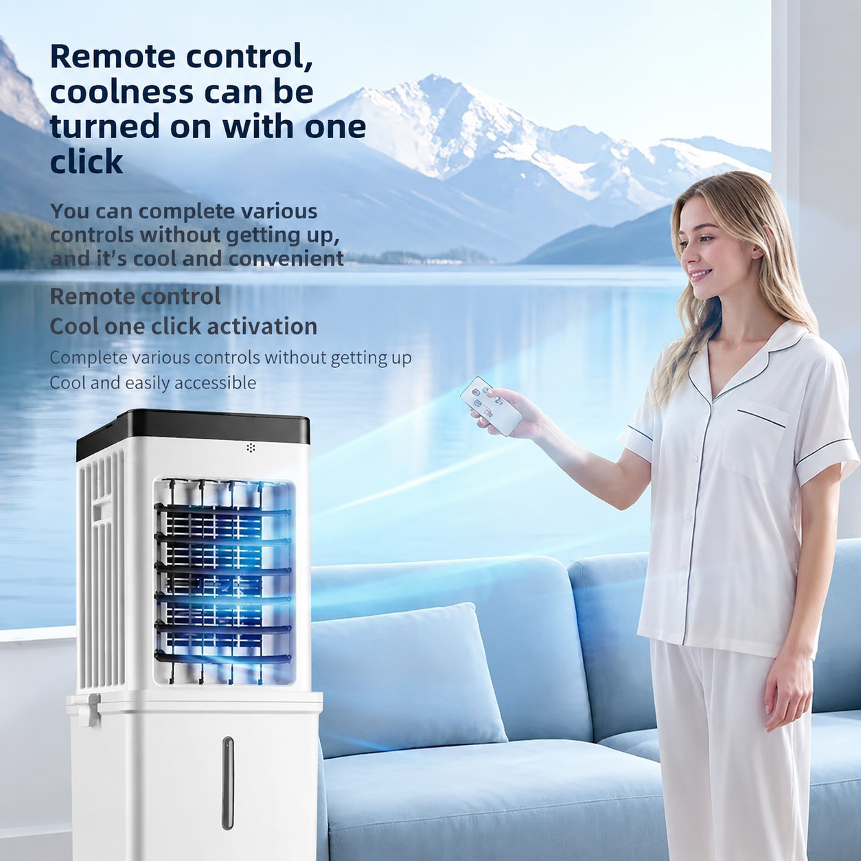 Portable Air Cooler with 15L Tank & Remote Control